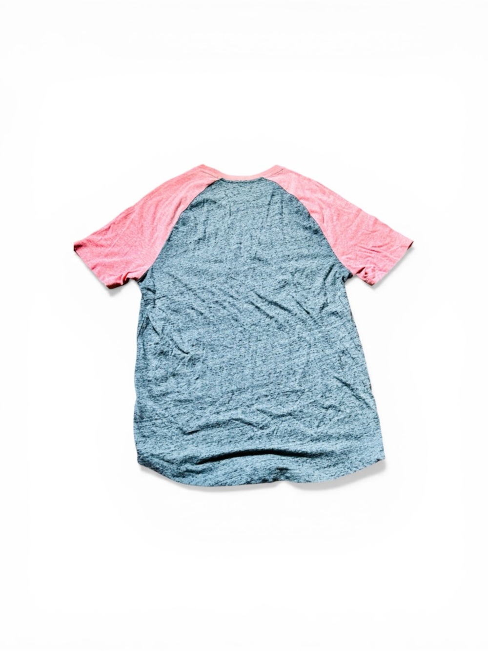 NWT Sz M Old Navy Soft Wash Gray Raglan Tee with Pink Sleeves - Picture 2 of 8